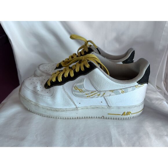 Nike Air Force One 07 LV8 Gold Links Zebra Print Sneakers Men’s Size 11.5 - Picture 1 of 8